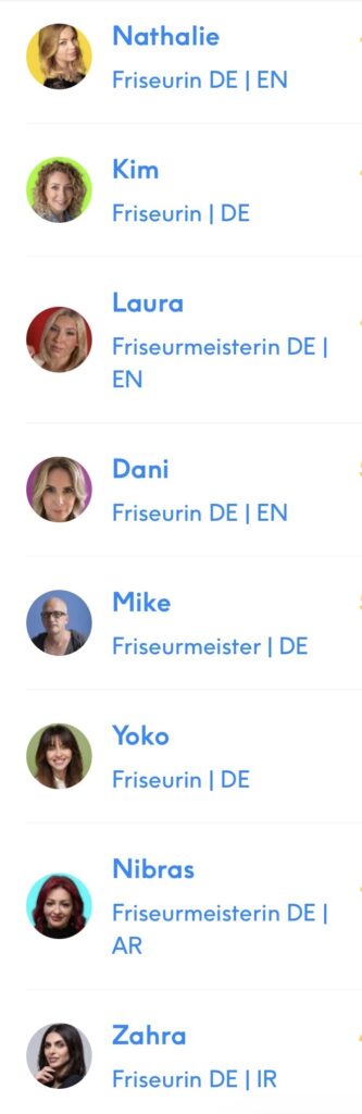 Hier sehen sie das ganze Team von Hols´s Köpfe - Friseure Hamburg-Wandsbek auf einen Foto zu sehen sind: Nathalie, Kim, Laura, Dani, Yoko, Nibras, Zahra, Mike